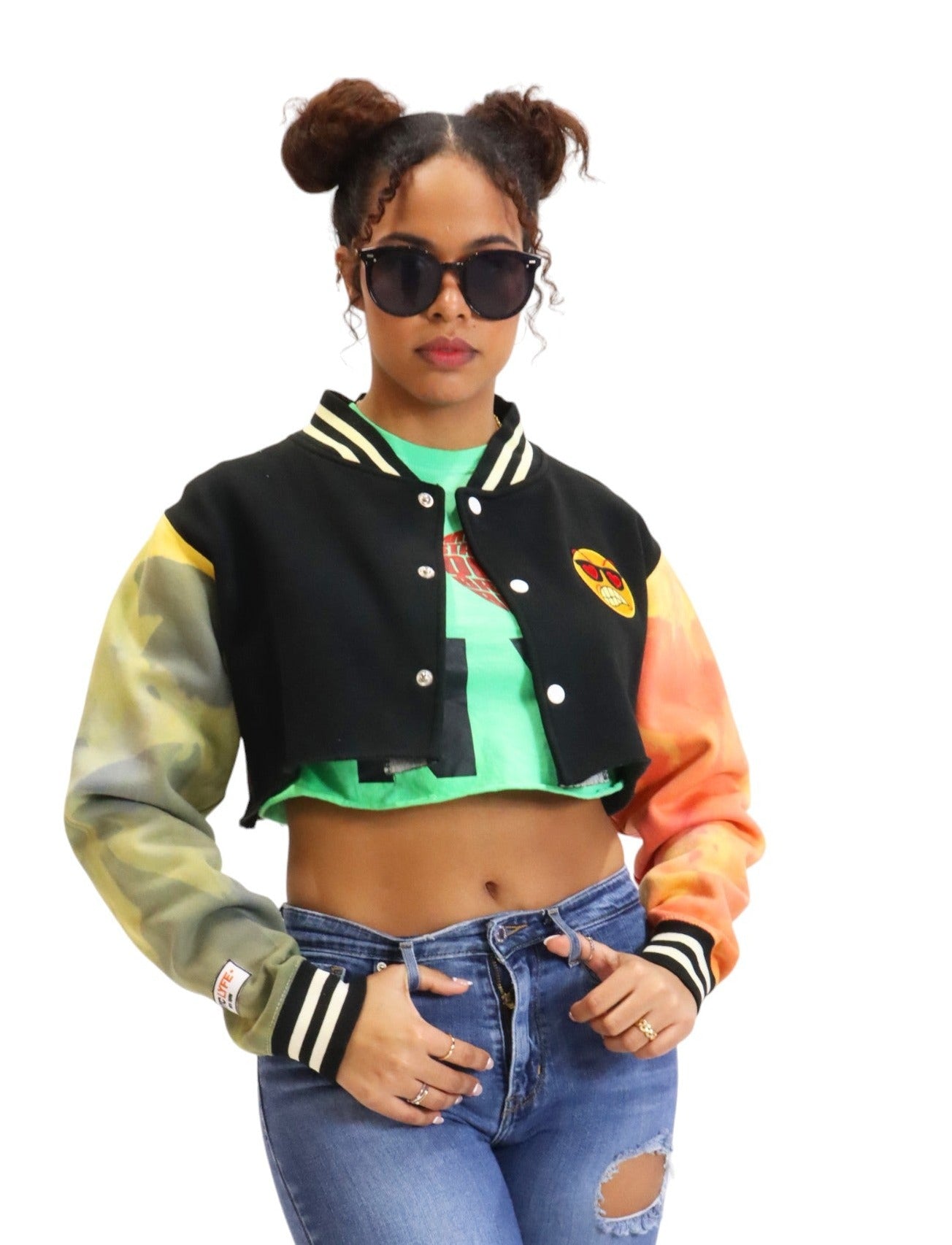 PLTH EMOJI PATCH CROPPED JACKET