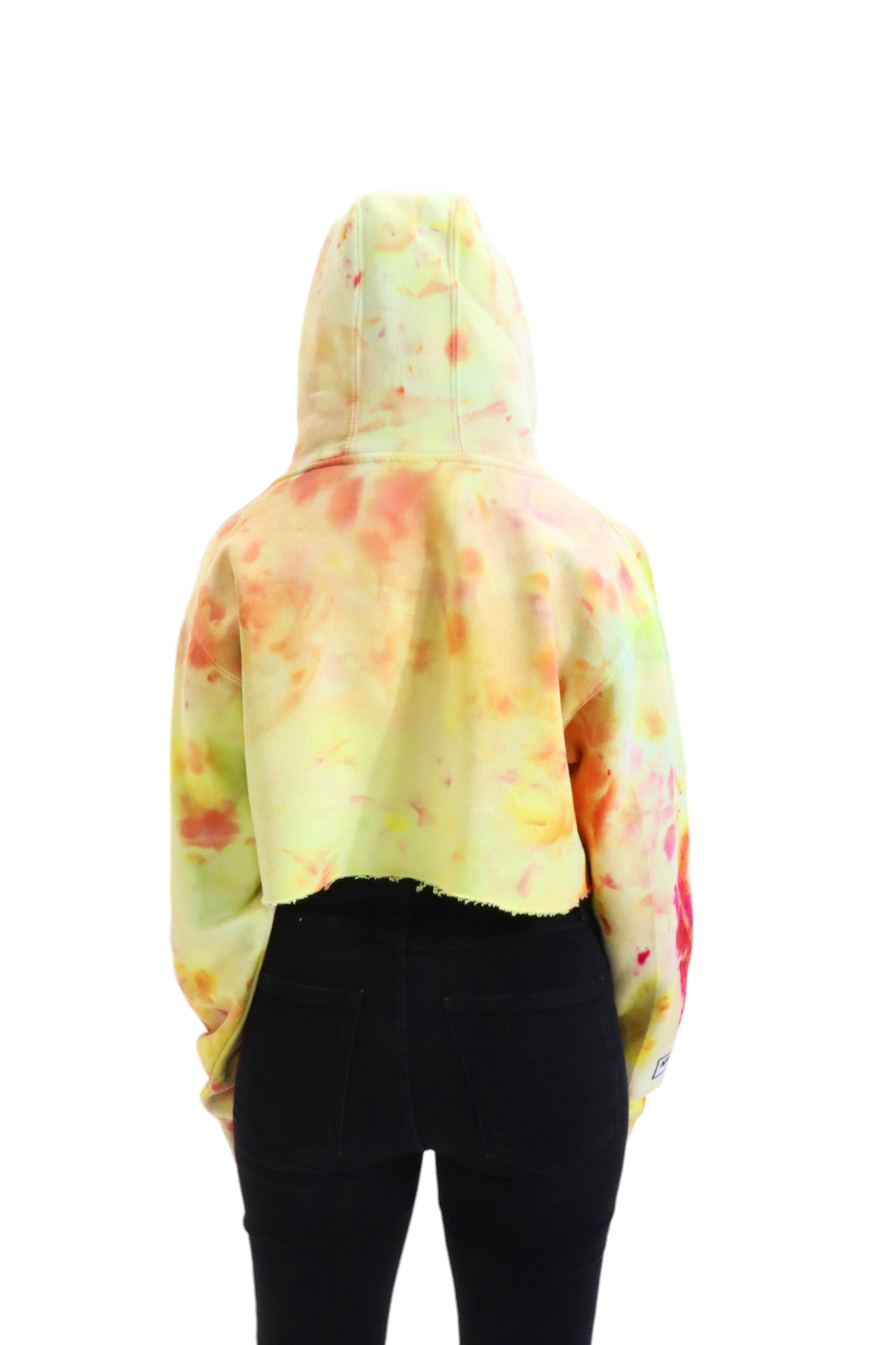 ADDICTED TO SOCIAL MEDIA CROPPED TIE DYE (ORANGE) HOODIE