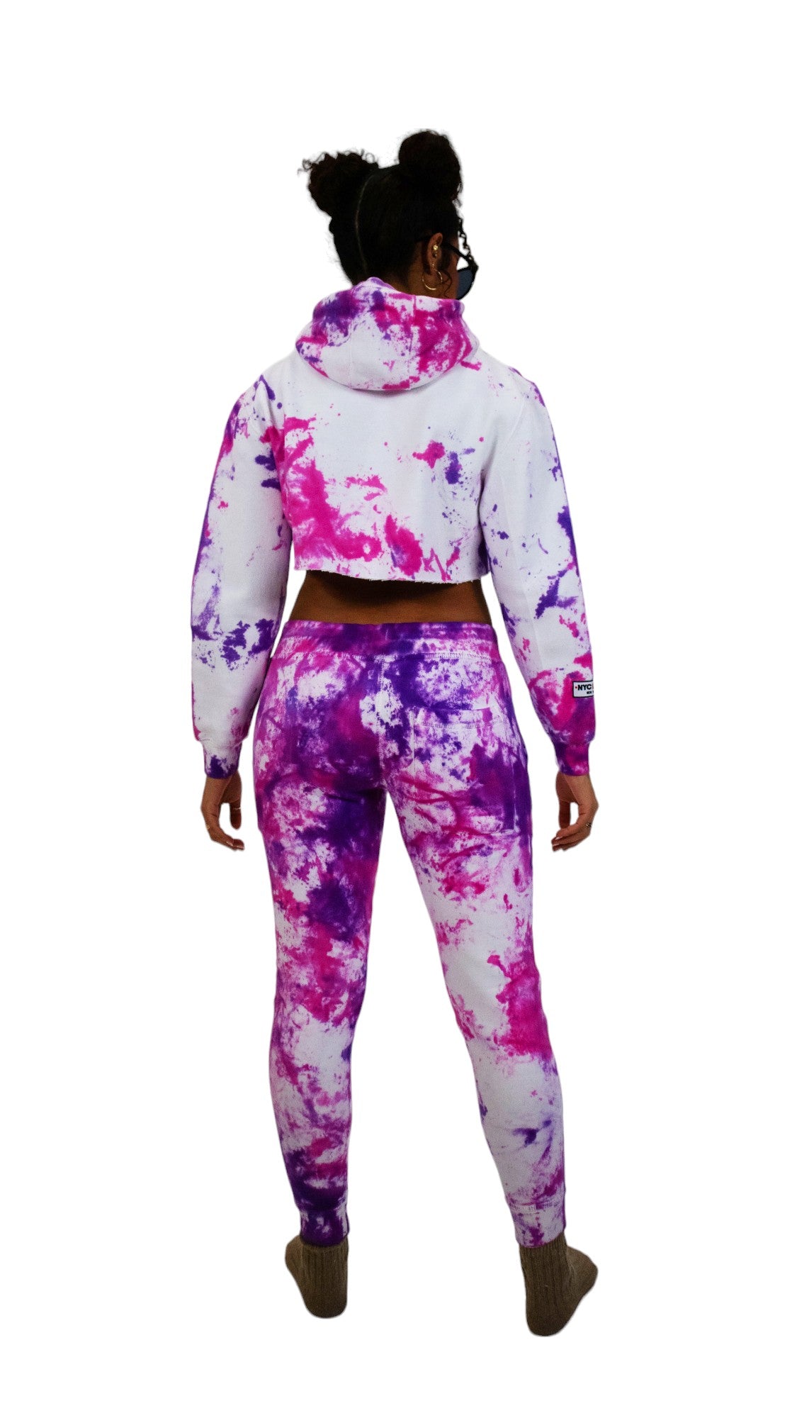 ADDICTED TO SOCIAL MEDIA CROPPED TIE DYE (PURPLE) HOODIE