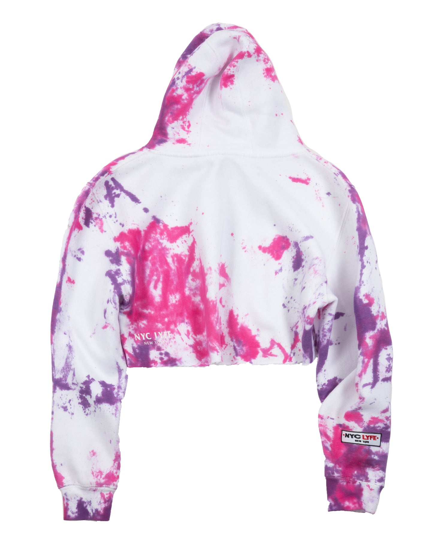 ADDICTED TO SOCIAL MEDIA CROPPED TIE DYE (PURPLE) HOODIE