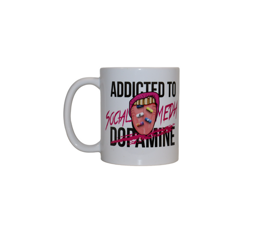 Addicted To Dopamine "Social Media" Pills In Tongue Mug