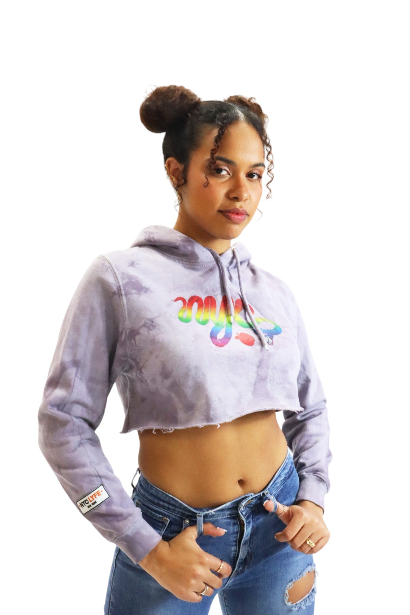 NYC RAINBOW SNAKE (FORBIDDEN) APPLE CROPPED HOODIE