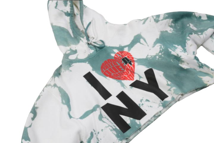 I LOVE NEW YORK, NY TIE DYED CROPPED HOODIE