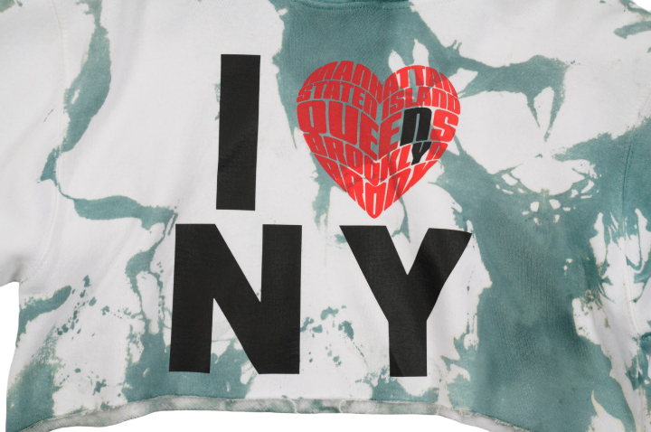 I LOVE NEW YORK, NY TIE DYED CROPPED HOODIE